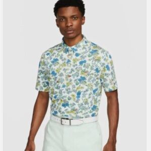 Nike Dri-Fit Player Floral Mens Barely Green/Brushed Silver Short Sleeve Polo